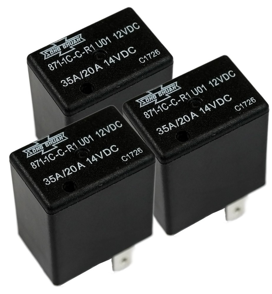 3 PCS 8711CCR1U01 12VDC Micro 280 SPDT 20/35A Relay 1 Form C Auto Switch