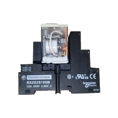 Schneider RXM2AB1BD Relay DPDT 24VDC Coil w/ RXZE2S108M Base RXM040W Diode