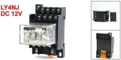 35mm DIN Rail DC 12V Coil 4PDT 14Pack LY4NJ General Purpose Power Relay Base