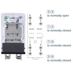 Electromagnetic Power Relay 8 Pin 10A 12V DC DPDT 2NO 2NC MY2NJ Socket Base LED