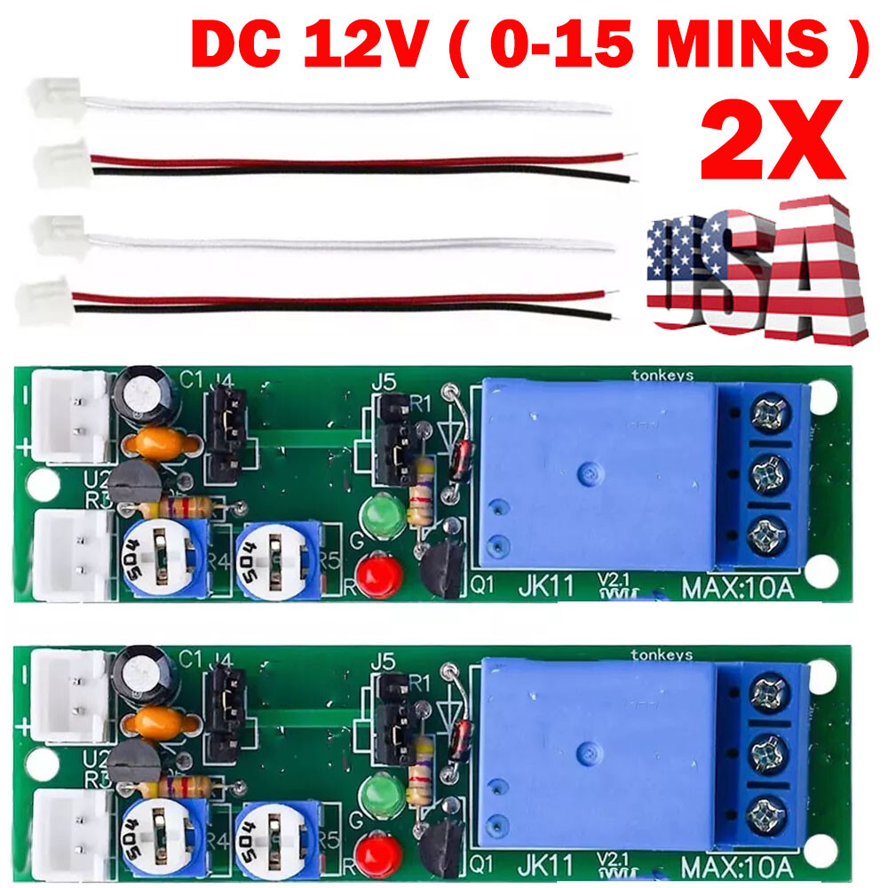 2PC 12V Infinite Cycle Delay Time Timer Relay Turn ON OFF Switch Loop Modules US