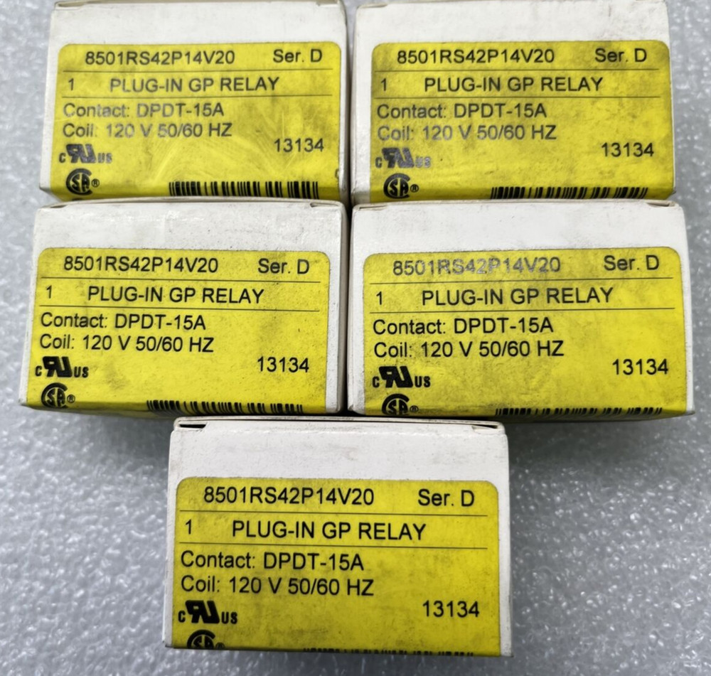 Square D Relay, 8501 RS42P14V20, SER C, 120V, 50/60HZ UP TO 15 Pcs.