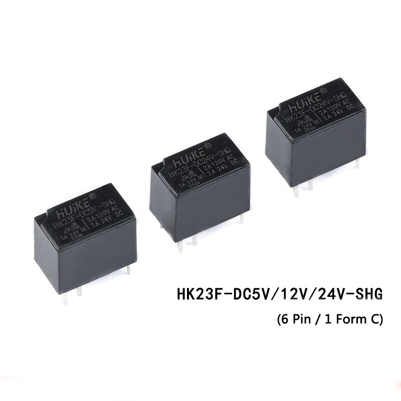 DC 5V 12V 24V PCB Relay 6 Pin 2A Black Relay 1 Form C HK23F Relay DIP6 G5V-1