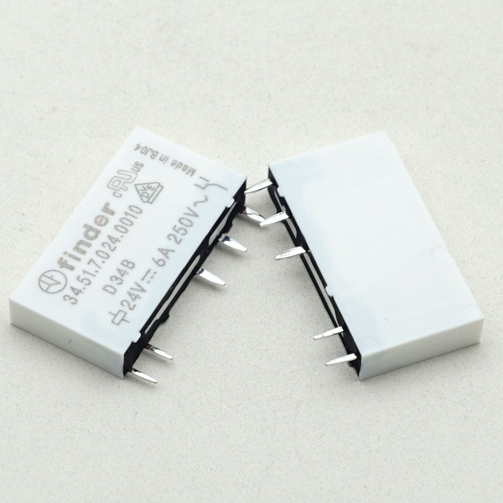 New Finder 34.51.7.024.0010 24VDC Solid State Relay 6A 250VAC 5 Pins x 2PCS