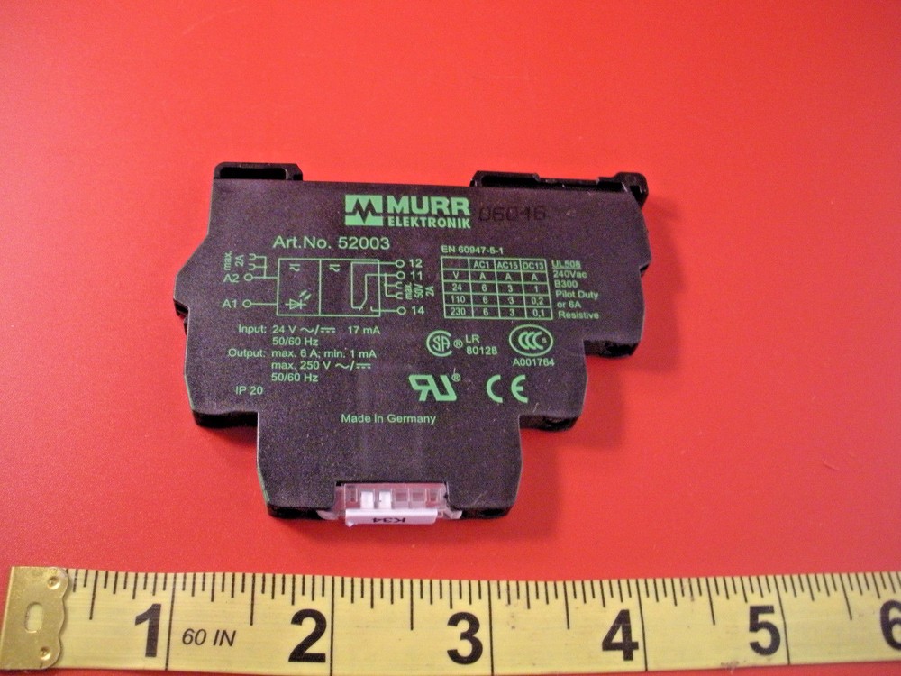 Murr 52003 Input Relay Solid State MIRO 6.2.24V-1U In 24v ac/dc Out 250v 6a used