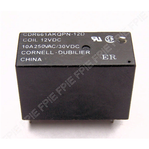 12VDC, 10A SPST-NO Relay by Cornell Dubilier (CDR661AKQPN-12D)