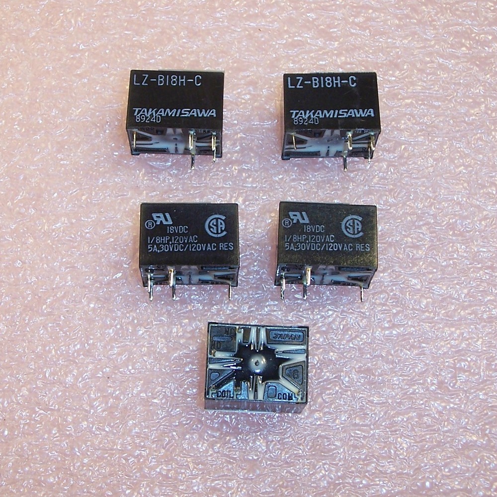 QTY (10) LZ-B18H-C TAKAMISAWA 18Vdc 5A POWER RELAYS LZB18HC NOS