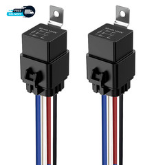 2Pcs 40/30 Amp Waterproof Relay Switch 12AWG Harness Set with Built-In Diode