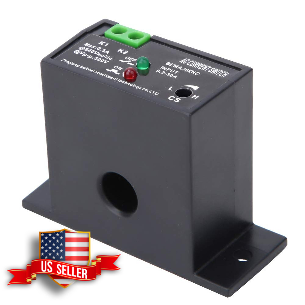 AC Current Sensing Switch 0.2-30A Normally Closed Monitoring Relay