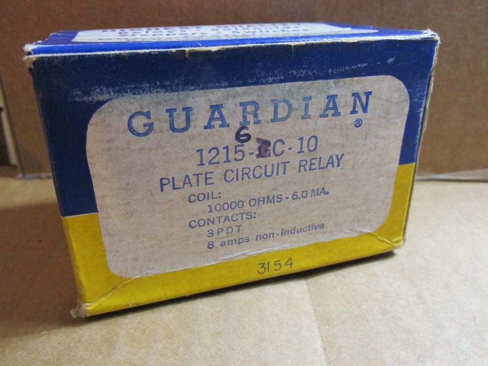 GUARDIAN ELECTRIC 1215-GC10 Plate Circuit Relay (( NEW OLD STOCK SEALED ))