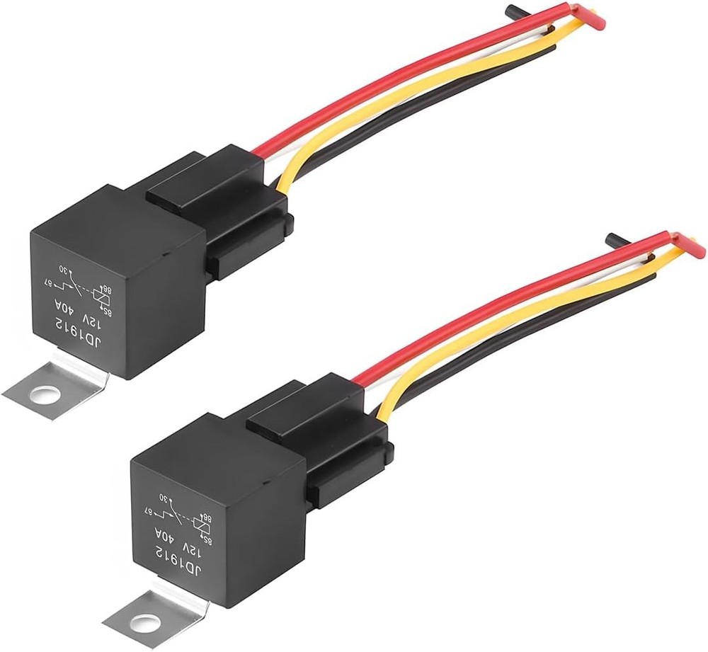 Mandark JD19124 4 Pin SPST 12V 40A Car Relay Harness, 2PCS Vehicle Relaying Kit