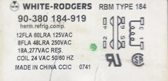 White-Rodgers 90-380 Relay, Fan, 24 VAC