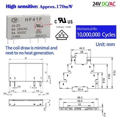 UL Listed 10Pcs Miniature Electromagnetic Relay 24V Coil DC/AC; Signal for PL…