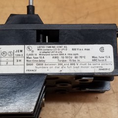 Telemecanique LR-D09303 Overload Relay, Max 600VAC, 15A – USED