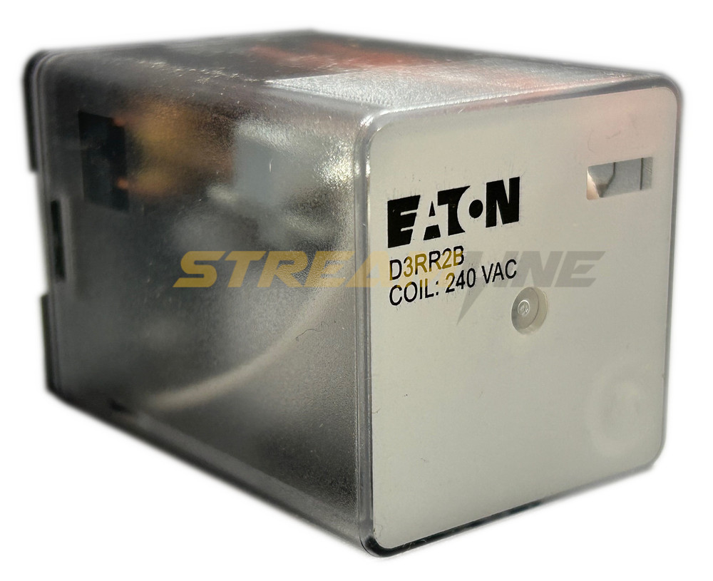 Eaton D3RR2B Ice Cube Relay, 10 Amp, 240 Vac Coil, 8-Pin Octal Base, DPDT