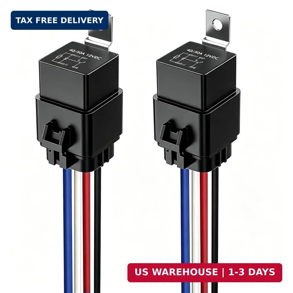 Gebildet 2pcs 40/30 Amp Waterproof Relay Switch 12AWG Harness Set with Built-in