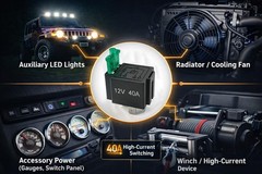 MGI SpeedWare Fused Relay 40A 12vDC 4-Pin SPST with Harness Socket and 30A LE…