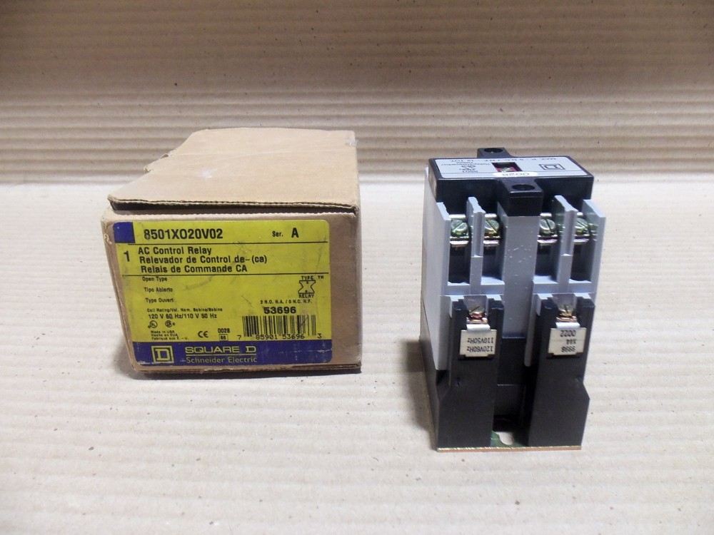New Square D 8501X02V02 AC Control Relay Series A Open Type 120V 60Hz / 110V 50H