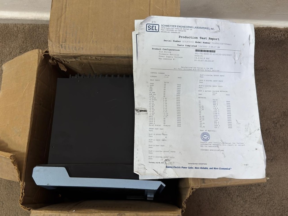 GE/ Multilin SR750-CASE /750 Feeder Management Relay / 750-P5-G5-S5-LO-A20-G-E-H