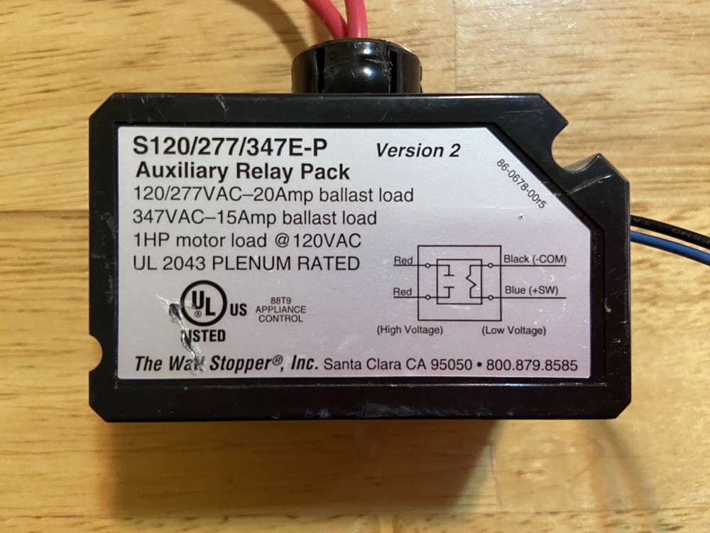 WATT STOPPER S120/277/347E-P AUXILIARY Relay POWER PACK 347VAC 15AMP Version 2