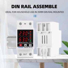 Dual Display 230V Din Rail Adjustable Over Under Voltage Relay Surge Protector
