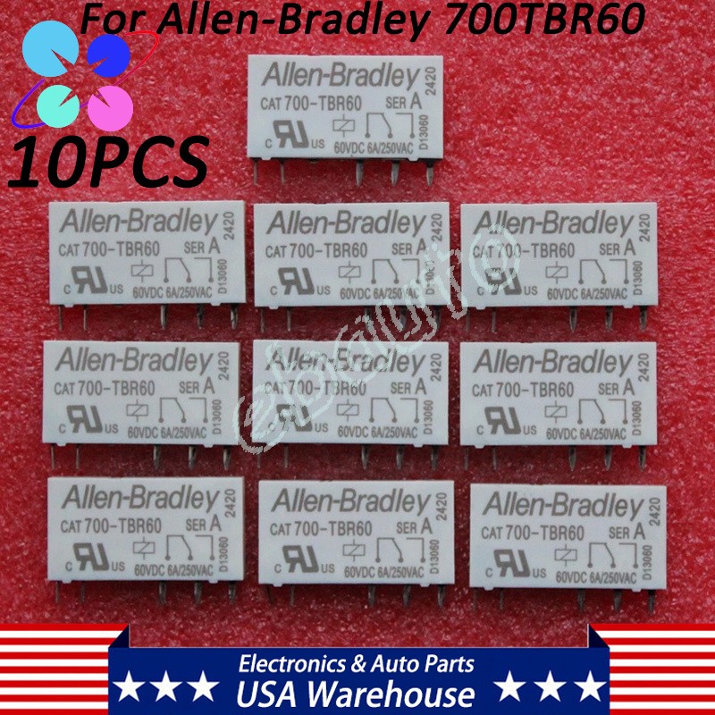 10PCS Relay 5-Pins For Allen-Bradley CAT 700-TBR60 CAT700-TBR60 60VDC 6A 250VAC
