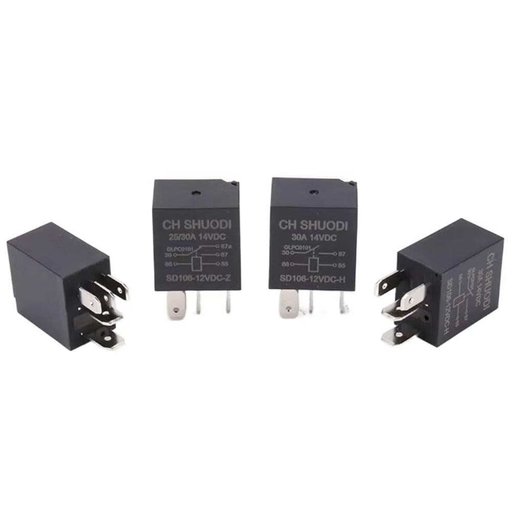 5 Pin 12V 30A Micro Relay 4 Pack – Small Multi-Purpose Automotive Starter Relay