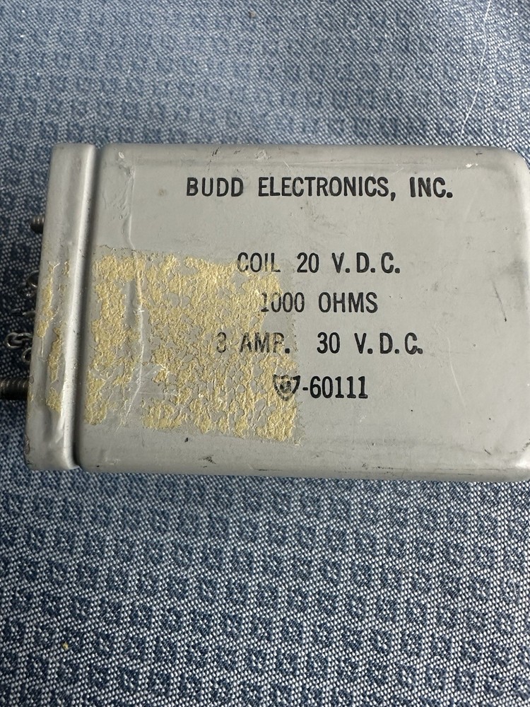 Budd Electronics 20VDC 1000 Ohms3A Relay Lot1