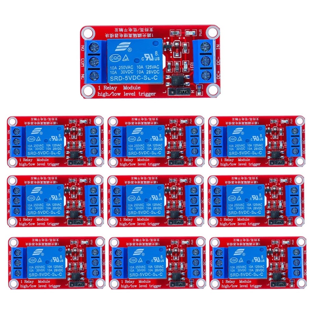 5V One Channel Relay Module with OPTO Isolation, High Low Level Trigger – 10 Pac