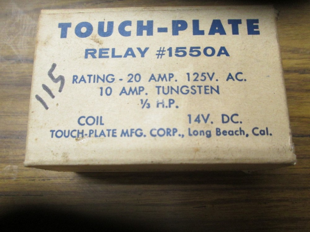 Touch Plate Relay 1550A 14 Volt Coil 20 Amp 1960