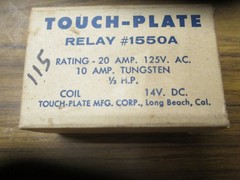 Touch Plate Relay 1550A 14 Volt Coil 20 Amp 1960