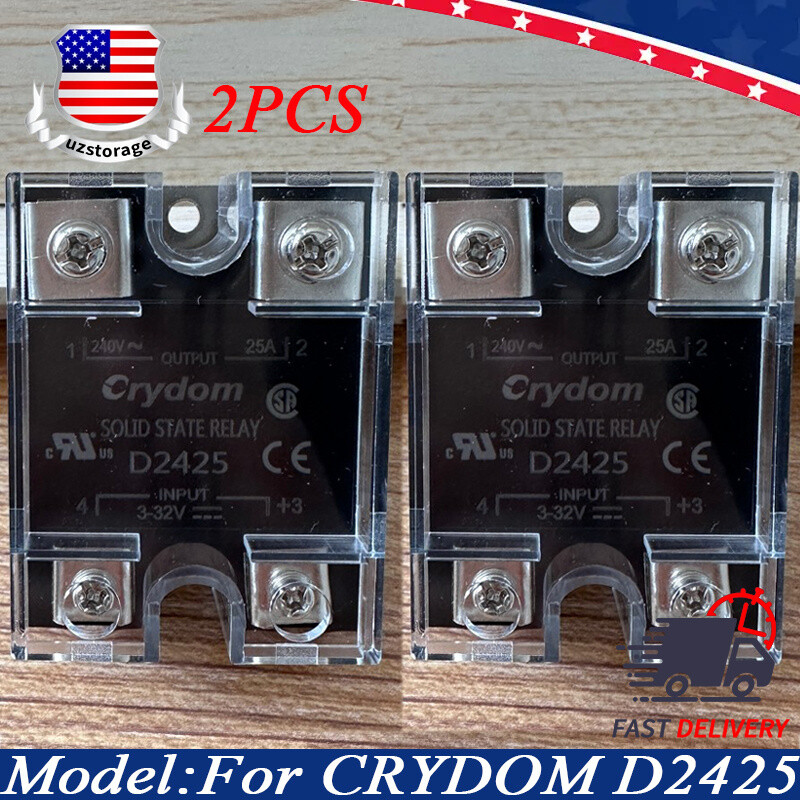 2PCS For Crydom D2425 SSR Solid State Relay Input 3-32VDC Output 240VAC 25A US