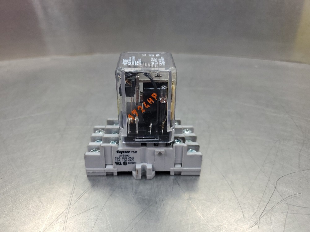 Potter & Brumfield KUEP-11D35-24 Relay 24VAC w/Tyco 27E893 Base. 4D-3