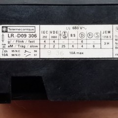 Telemecanique LR.-D09 306 Relay, Non Time Delay, 660V, 10A Max, 660 VAC, – USED
