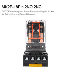 Baomain Power Relay MK2P-I DC 12V Coil DPDT 8 Pin with Plug-In Terminal Socket
