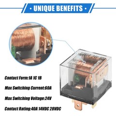 5 PCS Waterproof Relay DC 24V 60A 5Pin Car Charge Case Universal Clear