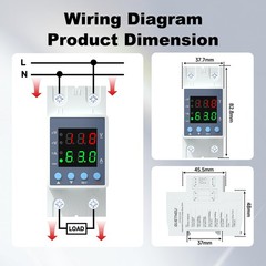 Multifunctional Over/Under Voltage Protector, 120VAC 63A, Current & Voltage A…