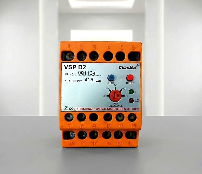 Minilec VSP D2 415VAC Phase Failure Relay Voltage Unbalance Motor Protection