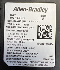 Allen-Bradley 193-1EEBB Ser A 0.2-1.0A Overload Relay