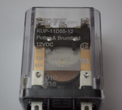 TE Power Relay 1/3HP, 12VDC, 300V Contact 10A, DPDT, 9 Pin, Contact KUP-11D55-12