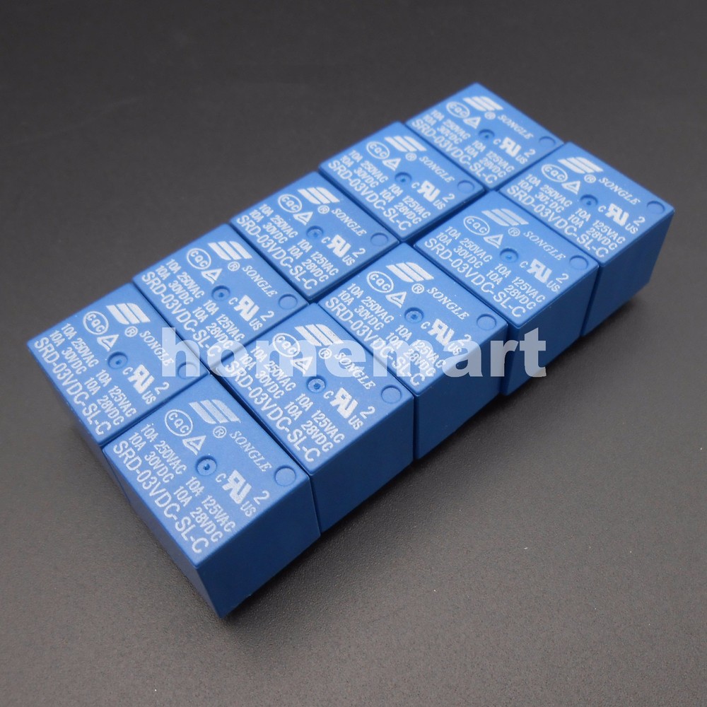 100Pcs All KINDS SONGLE Power Relay SRD PCB 5 Pins 3V 5V 6V 9V 12V 24V 48V 5-Pin