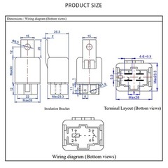 2Pcs Truck Car Electrical Relays 12V 40.0A SPST with 4 Terminals Wire Connectors