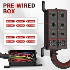 12V 6 Way Relay Box Waterproof Pre Wired Fuse Block 12AWG Automotive Marine