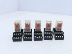 Omron (QTY 5) Omron MY4N-D2 24 VDC Relays with MT14-PC Bases MY4ND2
