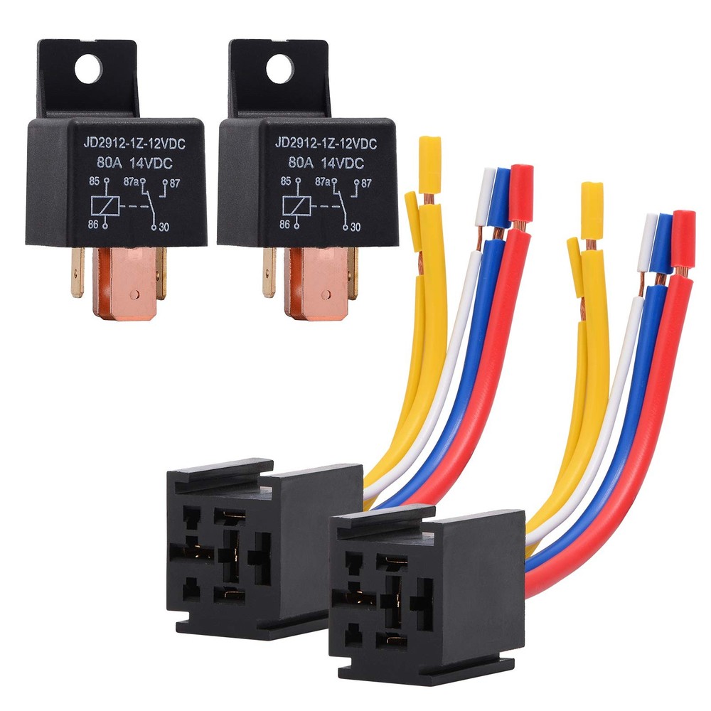 EHDIS 2 Packs Car Relay with Harness Truck Motor Heavy Duty 5-Pin 80A 12V Rel…