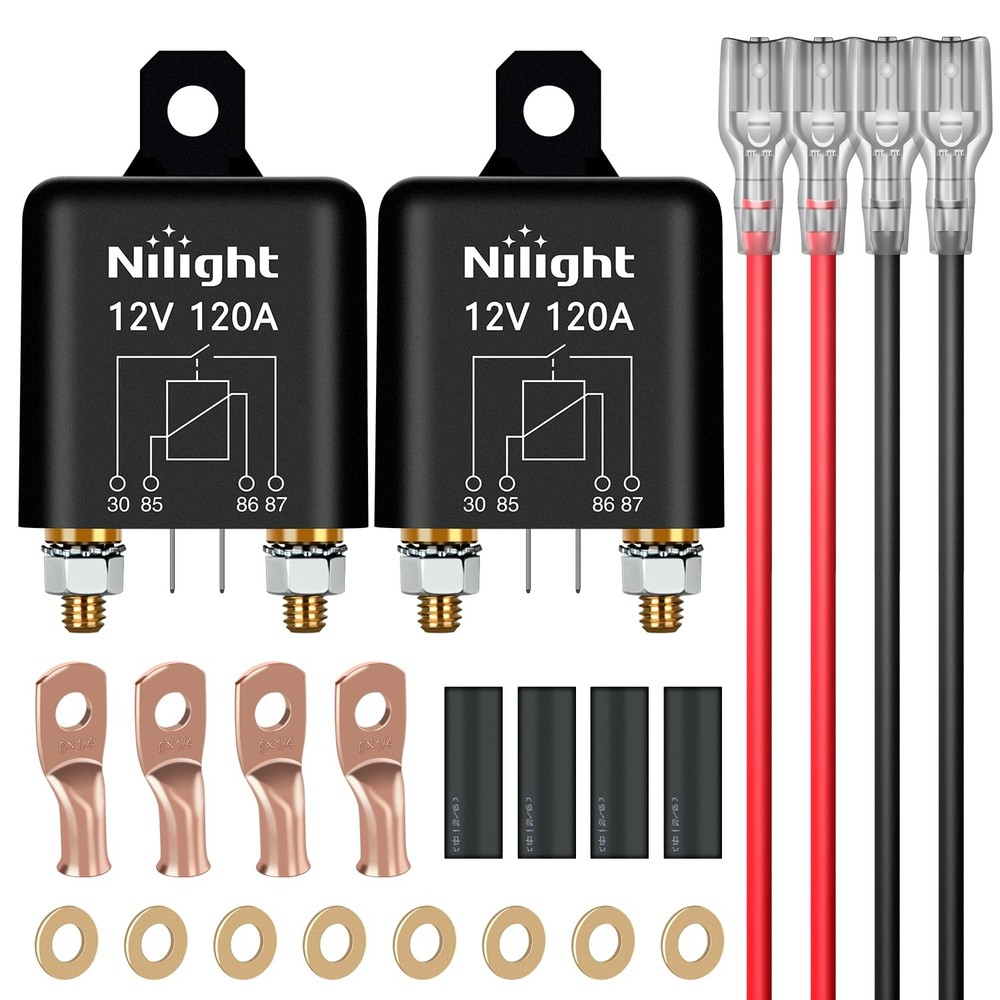 Nilight 2PC 120A Starter Relay 4 Pin Split Relays Switch 12V Continuous SPST Hig
