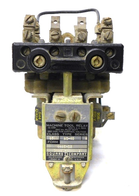 SQUARE D COMPANY MACHINE TOOL RELAY CLASS: 8501, TYPE: AG-40, SERIES: A