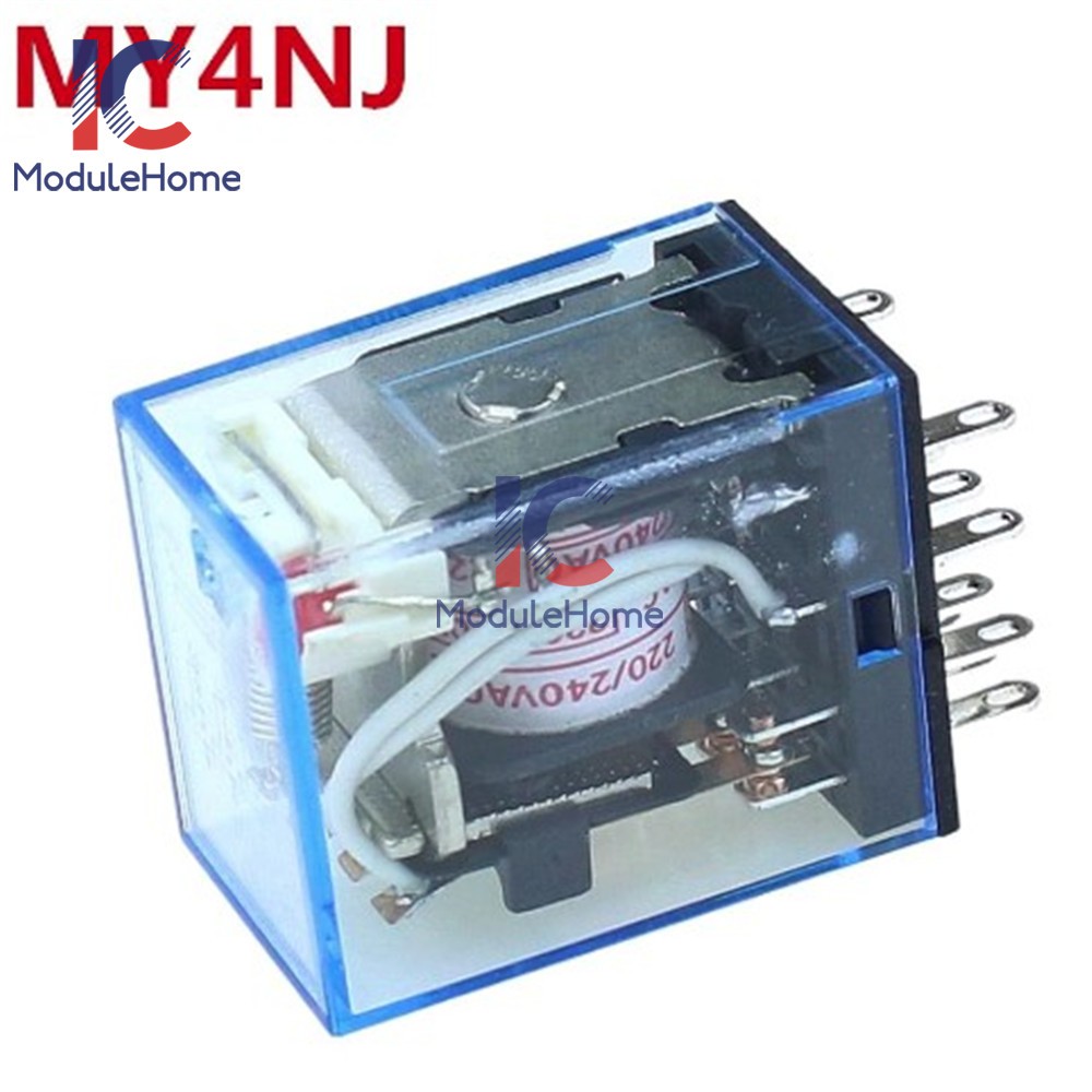 MY4NJ 12V 24V 110V/220V Coil Power Relay DIN Rail Mounted Base 14 Pin 4PDT FC