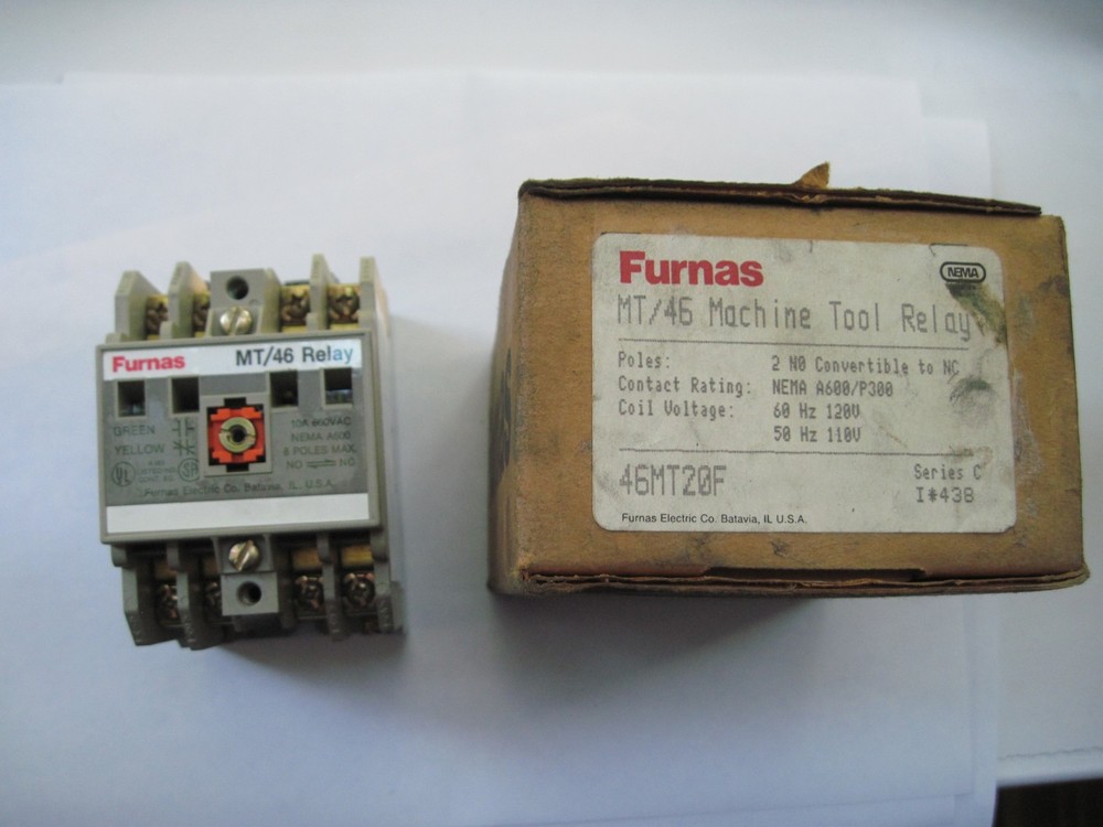Furnas MT/46 Machine Tool Relay 46MT20F, 75MT46CF 120V Magnetic Coil, NOS
