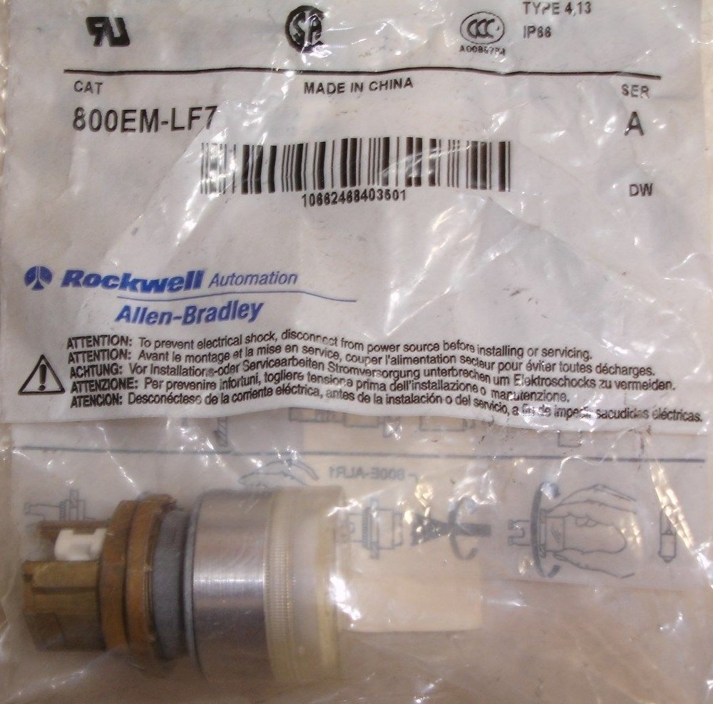 New Allen Bradley Rockwell Automation 800EM-LF7 22.5 MM Clear Pushbutton IP66